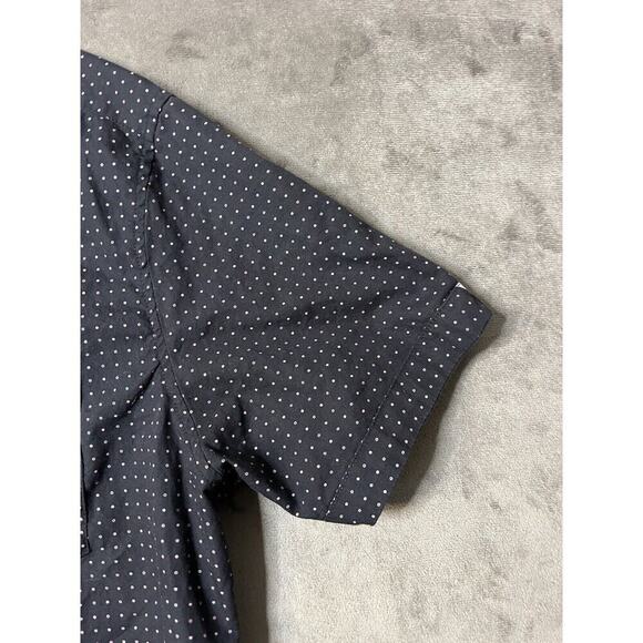 Level Ten Black Dot Casual Pocket Mens Short Sleeve‎ Button Up Shirt Medium - Picture 2 of 4